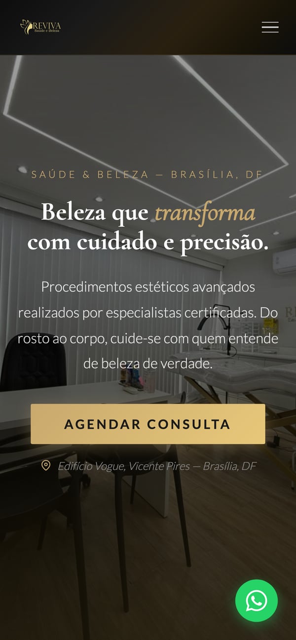 Site Reviva Saúde e Beleza, Estética Integrada